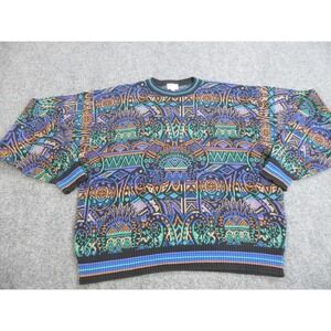 Vintage Neiman Marcus‎ Sweater Mens XL Multicolor Pattern Cotton Made in USA 90s